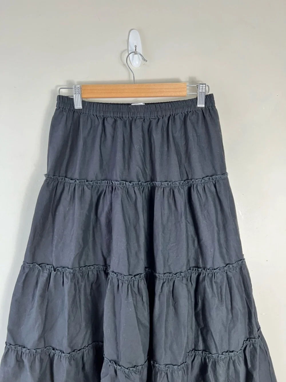 Aritzia Sunday Best Mars Skirt Size Small Black Tiered Maxi Cotton High Rise - Picture 9 of 15